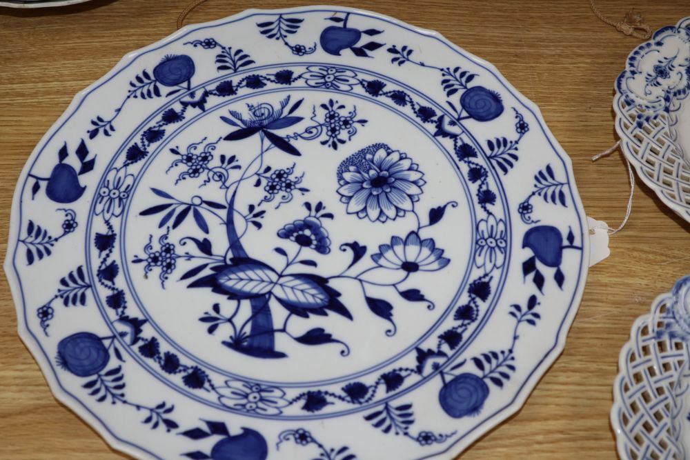 A group of Meissen onion pattern dessert and small dinner plates, late 19th/early 20th century